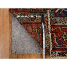 Load image into Gallery viewer, 4&#39;6&quot;x5&#39;6&quot; Space Cadet Blue, Antique Persian Heriz In Good Condition, Even Wear, Wide Serapi Borders, 100% Wool, Hand Knotted Oriental Rug FWR469104