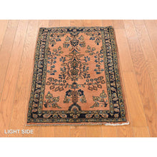 Load image into Gallery viewer, 1&#39;10&quot;x2&#39;8&quot; Shrimp Red, Hand Knotted Antique Persian Mohajaran Sarouk Mat In Good Condition, Even Wear, Pure Wool, Oriental Rug FWR469116