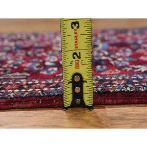 1'10"x2'6" Dahlia Red, Antique Persian Sarouk, Organic Wool, Hand Knotted Even Wear, Mat In Good Condition, Oriental Rug FWR469128