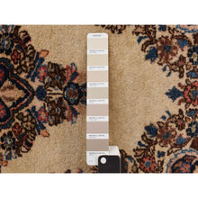 Load image into Gallery viewer, 2&#39;x4&#39; Bone White, 100% Wool, Even Wear, Hand Knotted Open Field Medallion Design, Antique Persian Sarouk Mat In Good Condition, Clean and Soft Full Pile, Oriental Rug FWR469158