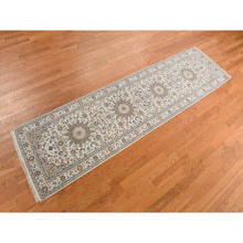 Load image into Gallery viewer, 2&#39;9&quot;x10&#39;2&quot; Floral White, Hand Knotted 250 Kpsi, Nain Center Medallion Floral Design, Densely Woven, Extra Soft Wool, Runner Oriental Rug FWR469230