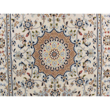 Load image into Gallery viewer, 2&#39;9&quot;x10&#39;2&quot; Floral White, Hand Knotted 250 Kpsi, Nain Center Medallion Floral Design, Densely Woven, Extra Soft Wool, Runner Oriental Rug FWR469230