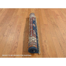 Load image into Gallery viewer, 3&#39;2&quot;x5&#39; Baleine Blue, Afghan Super Kazak Hand Knotted Vibrant Wool Geometric Medallions, Natural Dyes, Denser Weave Oriental Rug FWR469236