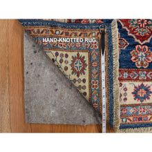 Load image into Gallery viewer, 3&#39;2&quot;x5&#39; Baleine Blue, Afghan Super Kazak Hand Knotted Vibrant Wool Geometric Medallions, Natural Dyes, Denser Weave Oriental Rug FWR469236