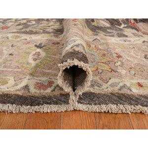 10'x10' Brindle Gray, Denser Weave, Hand Knotted, All Over Heriz Design, Velvety Wool, Aryana Round Oriental Rug FWR469242