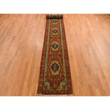 Load image into Gallery viewer, 2&#39;7&quot;x17&#39;7&quot; Lava Falls Red, Xl, Antiqued Heriz, Pure Wool, Hand Knotted, Runner Oriental Rug FWR469254