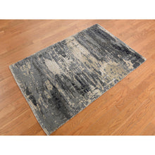 Load image into Gallery viewer, 3&#39;3&quot;x5&#39; Swarovski Gray, Hand Knotted Wool and Silk, Modern Abstract Design, Denser Weave, Oriental Rug FWR469308