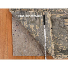 Load image into Gallery viewer, 3&#39;3&quot;x5&#39; Swarovski Gray, Hand Knotted Wool and Silk, Modern Abstract Design, Denser Weave, Oriental Rug FWR469308