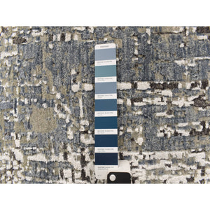3'x5' Citadel Blue, Hand Knotted, Abstract Design, Persian Knot, Denser Weave, 100% Wool, Oriental Rug FWR469320