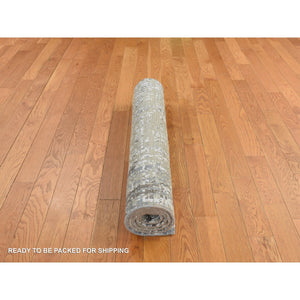 3'x5' Citadel Blue, Hand Knotted, Abstract Design, Persian Knot, Denser Weave, 100% Wool, Oriental Rug FWR469320