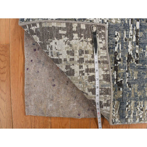 3'x5' Citadel Blue, Hand Knotted, Abstract Design, Persian Knot, Denser Weave, 100% Wool, Oriental Rug FWR469320