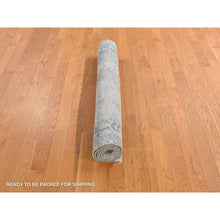 Load image into Gallery viewer, 4&#39;x6&#39; Spruce Blue, Wool With Pure Silk, Broken And Erased Persian Design, Hand Knotted Oriental Rug FWR469332