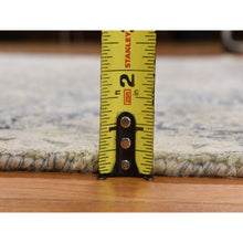 Load image into Gallery viewer, 4&#39;x6&#39; Spruce Blue, Wool With Pure Silk, Broken And Erased Persian Design, Hand Knotted Oriental Rug FWR469332