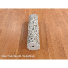 Load image into Gallery viewer, 2&#39;9&quot;x8&#39;6&quot; Swan White, 250 Kpsi, Nain With Center Motif Flower Design, Wool And Silk, Hand Knotted, Runner Oriental Rug FWR469338