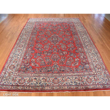 Load image into Gallery viewer, 10&#39;x13&#39;9&quot; Crimson Red, Vintage Persian Sarouk In Mint Condition, Full Pile, 100% Wool, Hand Knotted, Oriental Rug FWR469344