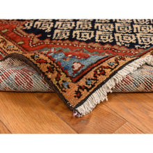 Load image into Gallery viewer, 3&#39;5&quot;x12&#39;6&quot; Midnight Blue, Antique Persian Malayer in Good Condition, Full Pile, Sides and Ends Professionally Secured, Clean, 100% Wool, Hand Knotted, Runner, Oriental Rug FWR469362