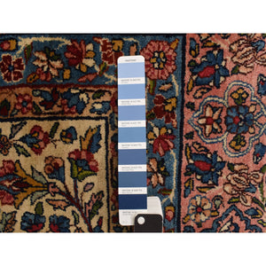 8'9"x11'5" Lemon Chiffon Yellow, Antique Persian Kerman in Good Condition, All Over Flower Design, Even Wear, Sides and Ends Professionally Secured, Clean, 100% Wool, Hand Knotted, Oriental Rug FWR469368
