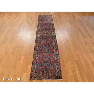 2'7"x13'4" Cardinal Purple, Antique Persian Sarouk In Good Condition, 100% Wool, Hand Knotted, Full Pile, Clean, Sides And Ends Professionally Secured, Runner, Oriental Rug FWR469386