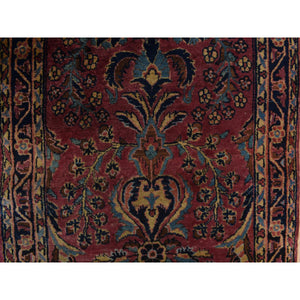 2'7"x13'4" Cardinal Purple, Antique Persian Sarouk In Good Condition, 100% Wool, Hand Knotted, Full Pile, Clean, Sides And Ends Professionally Secured, Runner, Oriental Rug FWR469386