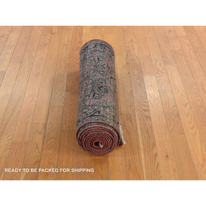 2'7"x13'4" Cardinal Purple, Antique Persian Sarouk In Good Condition, 100% Wool, Hand Knotted, Full Pile, Clean, Sides And Ends Professionally Secured, Runner, Oriental Rug FWR469386