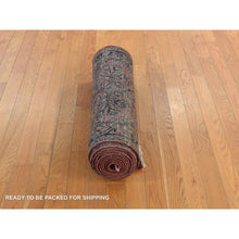 Load image into Gallery viewer, 2&#39;7&quot;x13&#39;4&quot; Cardinal Purple, Antique Persian Sarouk In Good Condition, 100% Wool, Hand Knotted, Full Pile, Clean, Sides And Ends Professionally Secured, Runner, Oriental Rug FWR469386