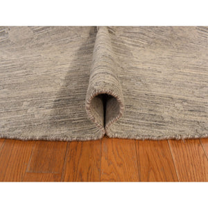 8'1"x8'1" Thunder Gray, Hand Spun, Undyed Natural Wool, Modern, Hand Knotted, Round, Oriental Rug FWR469422