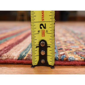 2'10"x7'10" Barn Red, Hand Knotted, Pure And Soft Wool, Super Kazak Khorjin Design, Runner, Oriental Rug FWR469458