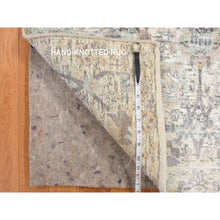 Load image into Gallery viewer, 3&#39;x5&#39;2&quot; Parchment White, Silk With Textured Wool, Tabriz Vase Design, Hand Knotted, Oriental Rug FWR469464