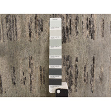 Load image into Gallery viewer, 2&#39;7&quot;x12&#39;1&quot; Laid Back Gray, Hand Spun, Undyed Natural Wool, Modern Criss Cross Erased Design, Hand Knotted, Runner, Oriental Rug FWR469476