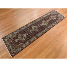 Load image into Gallery viewer, 2&#39;7&quot;x12&#39; Chocolate Cosmos Red, Tabriz Mahi With Fish Medallion Design, Hand Knotted, 100% Wool, Dense Weave, Runner, Oriental Rug FWR469482