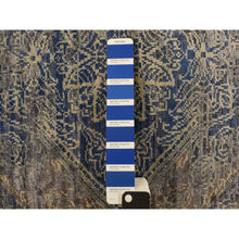 Load image into Gallery viewer, 3&#39;x5&#39; Yale Blue, Erased Rosette Design, Distressed Silk with Textured Wool, Hand Knotted, Oriental Rug FWR469488