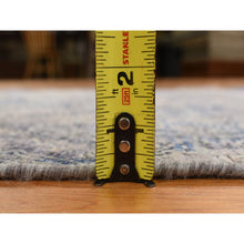 Load image into Gallery viewer, 3&#39;x5&#39; Yale Blue, Erased Rosette Design, Distressed Silk With Textured Wool, Hand Knotted, Oriental Rug FWR469488