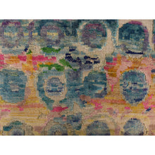 Load image into Gallery viewer, 2&#39;7&quot;x10&#39;2&quot; Cambridge Blue, THE PEACOCK, Colorful Sari Silk, Hand Knotted, Runner, Oriental Rug FWR469494