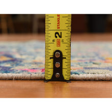 Load image into Gallery viewer, 2&#39;7&quot;x10&#39;2&quot; Cambridge Blue, The Peacock, Colorful Sari Silk, Hand Knotted, Runner, Oriental Rug FWR469494