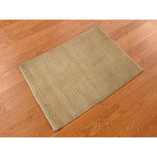 Load image into Gallery viewer, 2&#39;x3&#39; Moccasin Yellow, Modern, Strike Off, Hand Knotted, Wool And Silk Nepali, Sample Mat, Oriental Rug FWR469530