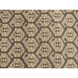 11'8"x15' Carbon Gray, All Over Paisley Design, Turkish Knot Oushak, Pure Wool, Hand Knotted, Oversized Oriental Rug FWR469572