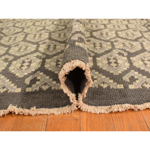 11'8"x15' Carbon Gray, All Over Paisley Design, Turkish Knot Oushak, Pure Wool, Hand Knotted, Oversized Oriental Rug FWR469572