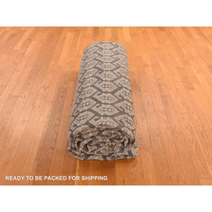 11'8"x15' Carbon Gray, All Over Paisley Design, Turkish Knot Oushak, Pure Wool, Hand Knotted, Oversized Oriental Rug FWR469572