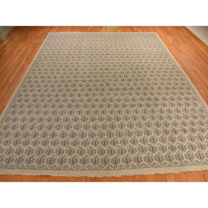 11'8"x14'9" Dutch White, Turkish Knot Paisley Design, 100% Wool, Hand Knotted, Oversized, Oriental Rug FWR469584