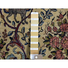 Load image into Gallery viewer, 13&#39;5&quot;x19&#39;8&quot; Alabaster White, Antique Persian Kerman With Poetry And Animal Figurines, Birds And Tigers, Hand Knotted, Pure Wool, Oversized Oriental Rug FWR469590