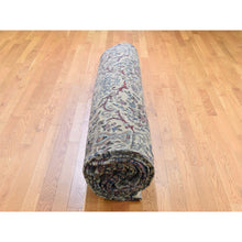 Load image into Gallery viewer, 13&#39;5&quot;x19&#39;8&quot; Alabaster White, Antique Persian Kerman With Poetry And Animal Figurines, Birds And Tigers, Hand Knotted, Pure Wool, Oversized Oriental Rug FWR469590