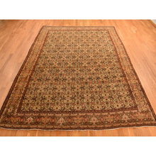 Load image into Gallery viewer, 8&#39;3&quot;x11&#39;5&quot; Biscotti Brown, Antique Persian With Fish Tabriz All Over Herat Design, Pure Wool, Hand Knotted, Oriental Rug FWR469596