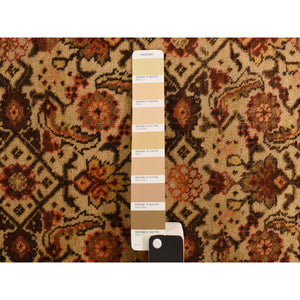 8'3"x11'5" Biscotti Brown, Antique Persian With Fish Tabriz All Over Herat Design, Pure Wool, Hand Knotted, Oriental Rug FWR469596