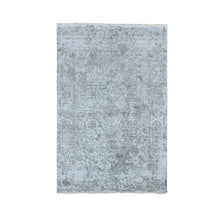 Load image into Gallery viewer, 3&#39;2&quot;x5&#39;1&quot; Cloud Gray, Broken Persian Design, Hand Knotted, Wool and Pure Silk, Oriental Rug FWR469608
