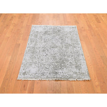 Load image into Gallery viewer, 3&#39;2&quot;x5&#39;1&quot; Cloud Gray, Broken Persian Design, Hand Knotted, Wool And Pure Silk, Oriental Rug FWR469608