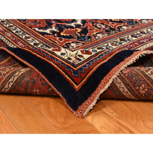 12'6"x20'1" Midnight Blue, Antique Persian Bijar, Densley Woven With Fine Wool, Good Condition, Repetitive All Over Tribal Guls Design, Hand Knotted, Oversized, Oriental Rug FWR469632