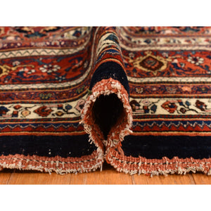 12'6"x20'1" Midnight Blue, Antique Persian Bijar, Densley Woven With Fine Wool, Good Condition, Repetitive All Over Tribal Guls Design, Hand Knotted, Oversized, Oriental Rug FWR469632