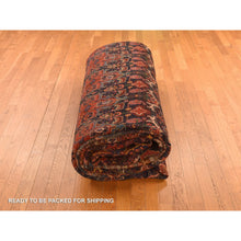 Load image into Gallery viewer, 12&#39;6&quot;x20&#39;1&quot; Midnight Blue, Antique Persian Bijar, Densley Woven With Fine Wool, Good Condition, Repetitive All Over Tribal Guls Design, Hand Knotted, Oversized, Oriental Rug FWR469632