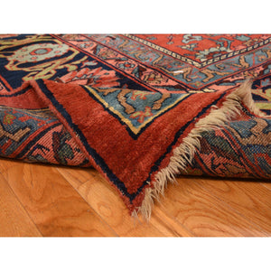 11'2"x18'5" Prismatic Red, Antique Persian Bijar with All Over Flower Design, Wool Weft, XL Long and Narrow, Good Condition, Thick and Plush, 100% Wool, Hand Knotted Oriental Rug FWR469650