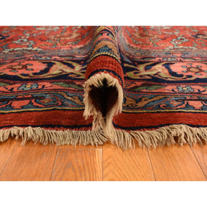 11'2"x18'5" Prismatic Red, Antique Persian Bijar with All Over Flower Design, Wool Weft, XL Long and Narrow, Good Condition, Thick and Plush, 100% Wool, Hand Knotted Oriental Rug FWR469650